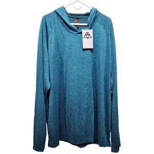 Haimont Mens Teal Hoodie Performance Long Sleeve Top Shirt Size 3XL